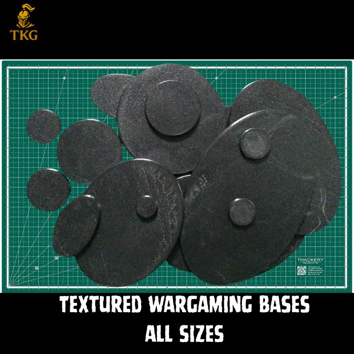 Textured Round and Oval Wargaming Bases | Magnet Ready | 20mm - 160mm Round | 60mm - 170mm Oval