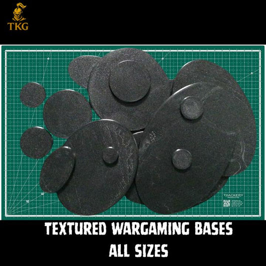 Textured Round and Oval Wargaming Bases | Magnet Ready | 20mm - 160mm Round | 60mm - 170mm Oval