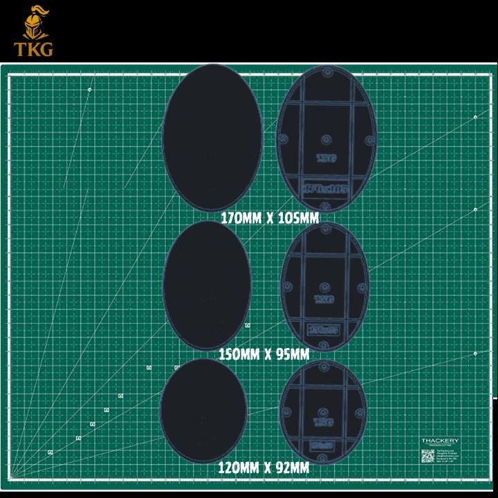 Textured Round and Oval Wargaming Bases | Magnet Ready | 20mm - 160mm Round | 60mm - 170mm Oval