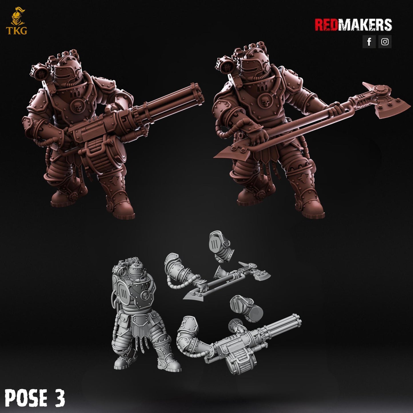 Solar Guard - Rotor Cannons and Axes Squad by Red Makers | 3D printed Tabletop Miniatures