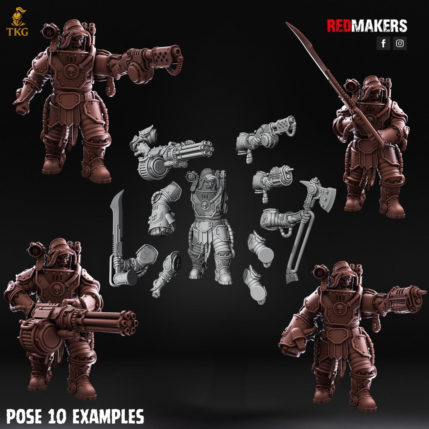 Solar Guard - Rotor Cannons and Axes Squad by Red Makers | 3D printed Tabletop Miniatures