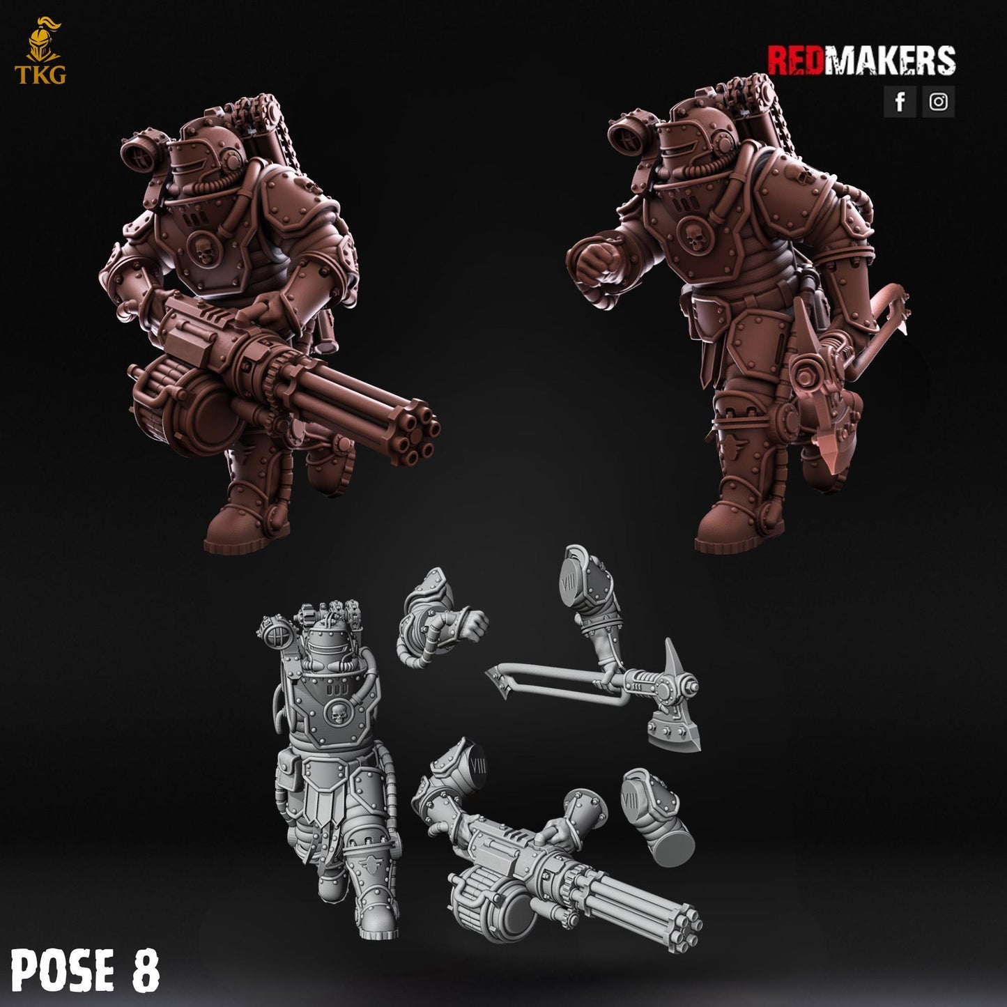 Solar Guard - Rotor Cannons and Axes Squad by Red Makers | 3D printed Tabletop Miniatures