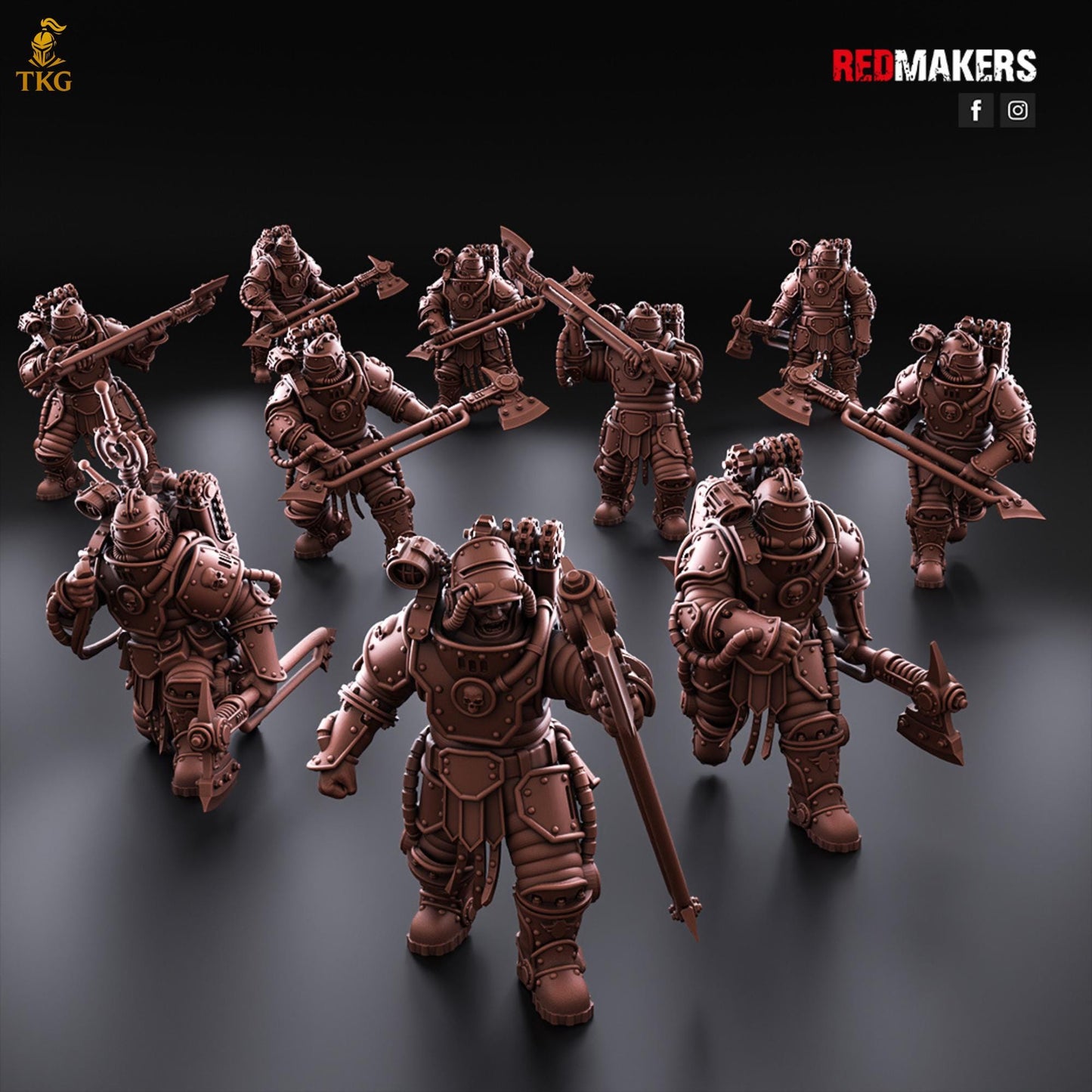 Solar Guard - Rotor Cannons and Axes Squad by Red Makers | 3D printed Tabletop Miniatures