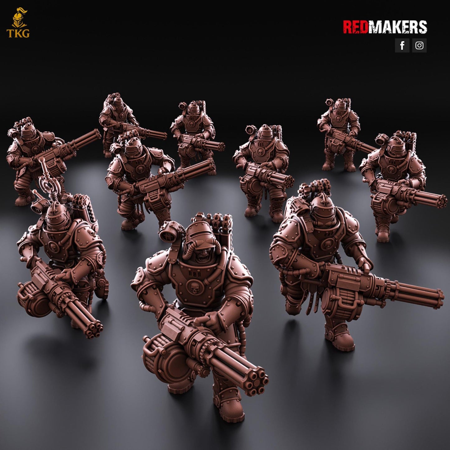 Solar Guard - Rotor Cannons and Axes Squad by Red Makers | 3D printed Tabletop Miniatures