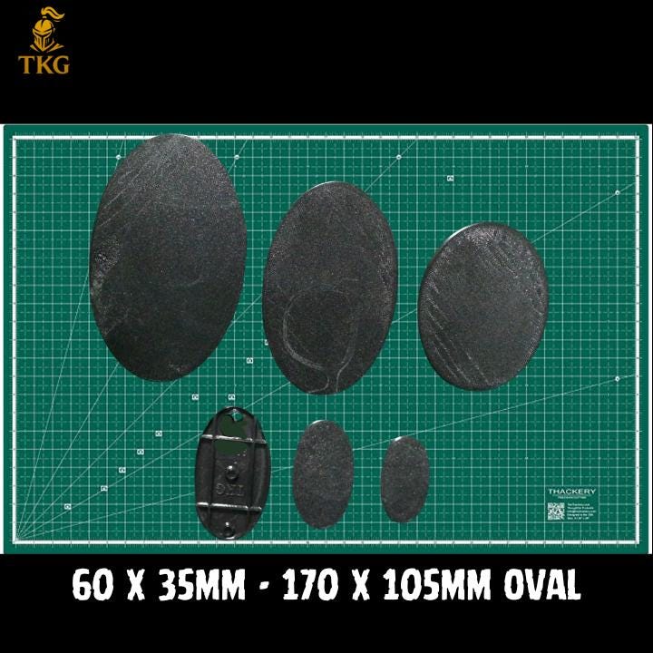 Textured Round and Oval Wargaming Bases | Magnet Ready | 20mm - 160mm Round | 60mm - 170mm Oval
