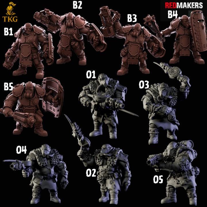 Abhuman Giants by RedMakers | 3D printed Tabletop Miniatures | Ogryn/Bullgryn Proxies