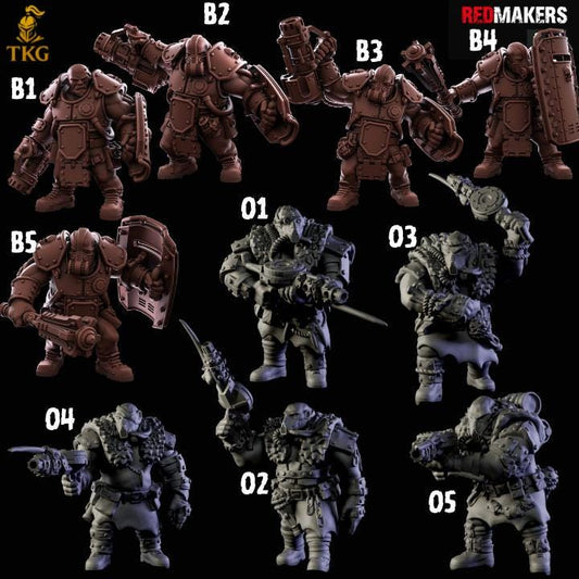 Abhuman Giants by RedMakers | 3D printed Tabletop Miniatures | Ogryn/Bullgryn Proxies