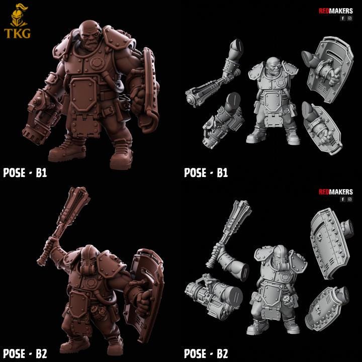 Abhuman Giants by RedMakers | 3D printed Tabletop Miniatures | Ogryn/Bullgryn Proxies