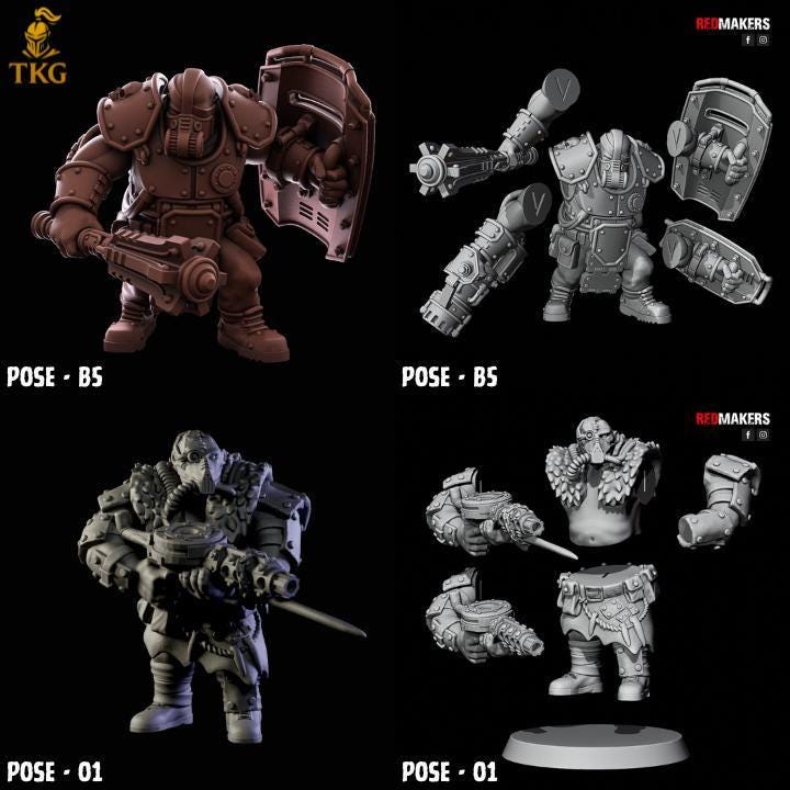 Abhuman Giants by RedMakers | 3D printed Tabletop Miniatures | Ogryn/Bullgryn Proxies
