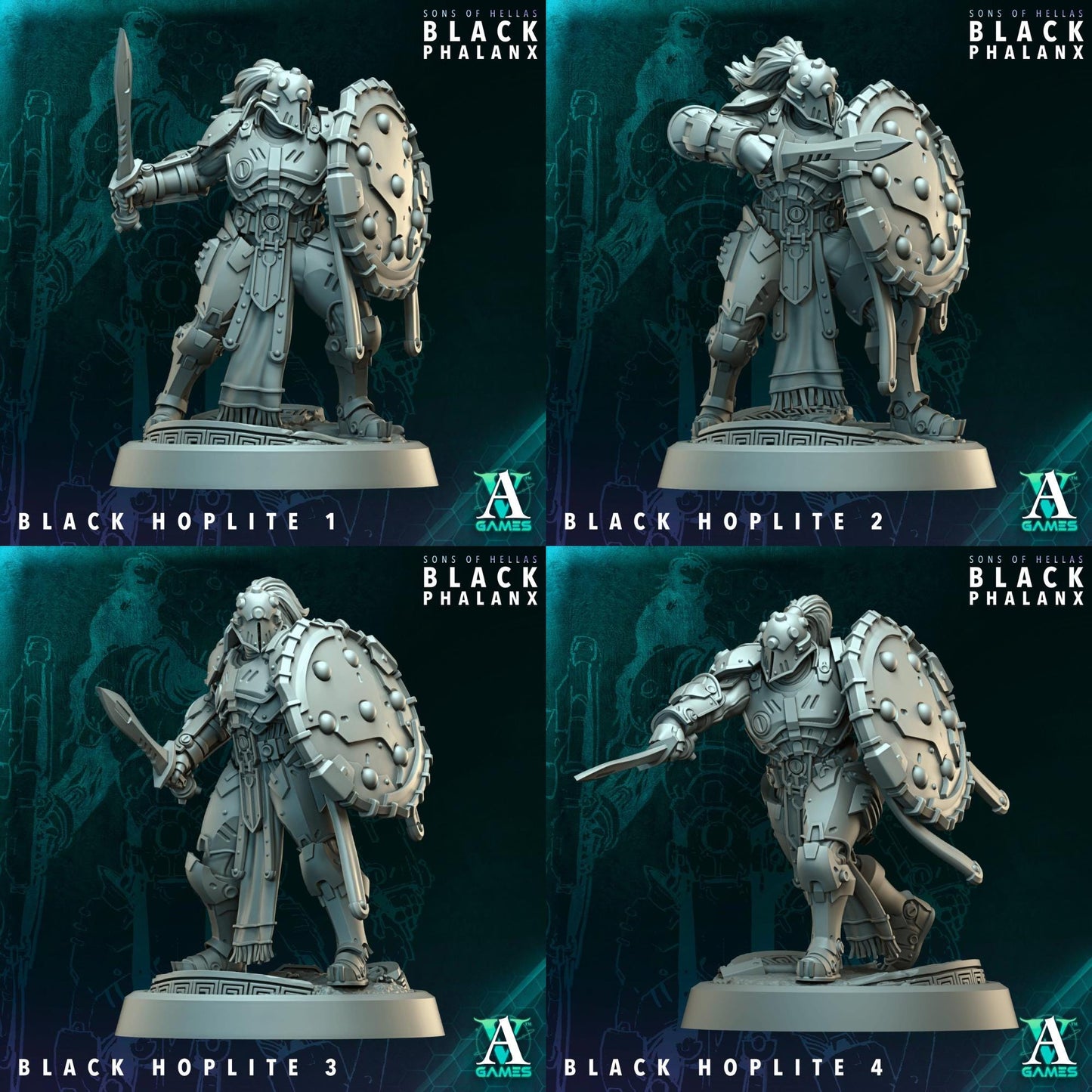 Black Phalanx - Sons of Hellas by ArchvillainGames | 3D Printed Miniatures