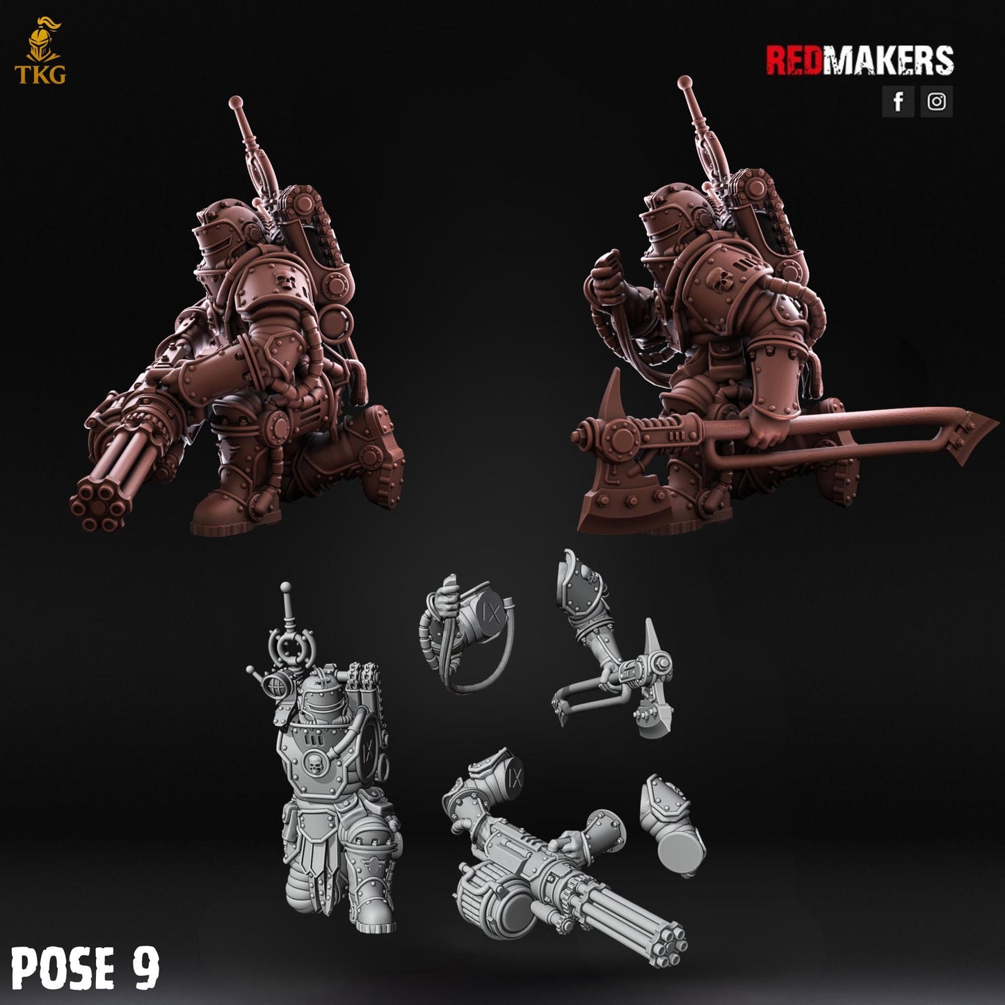 Solar Guard - Rotor Cannons and Axes Squad by Red Makers | 3D printed Tabletop Miniatures