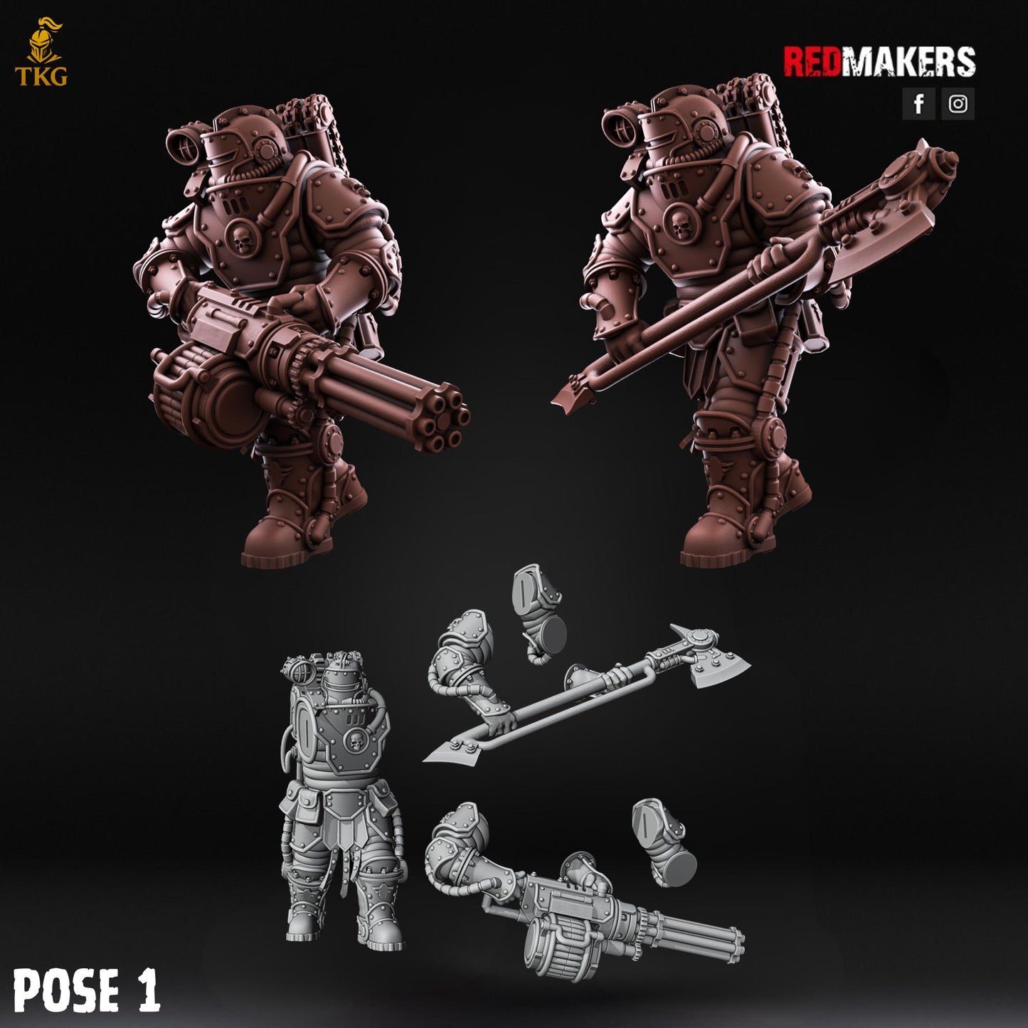 Solar Guard - Rotor Cannons and Axes Squad by Red Makers | 3D printed Tabletop Miniatures