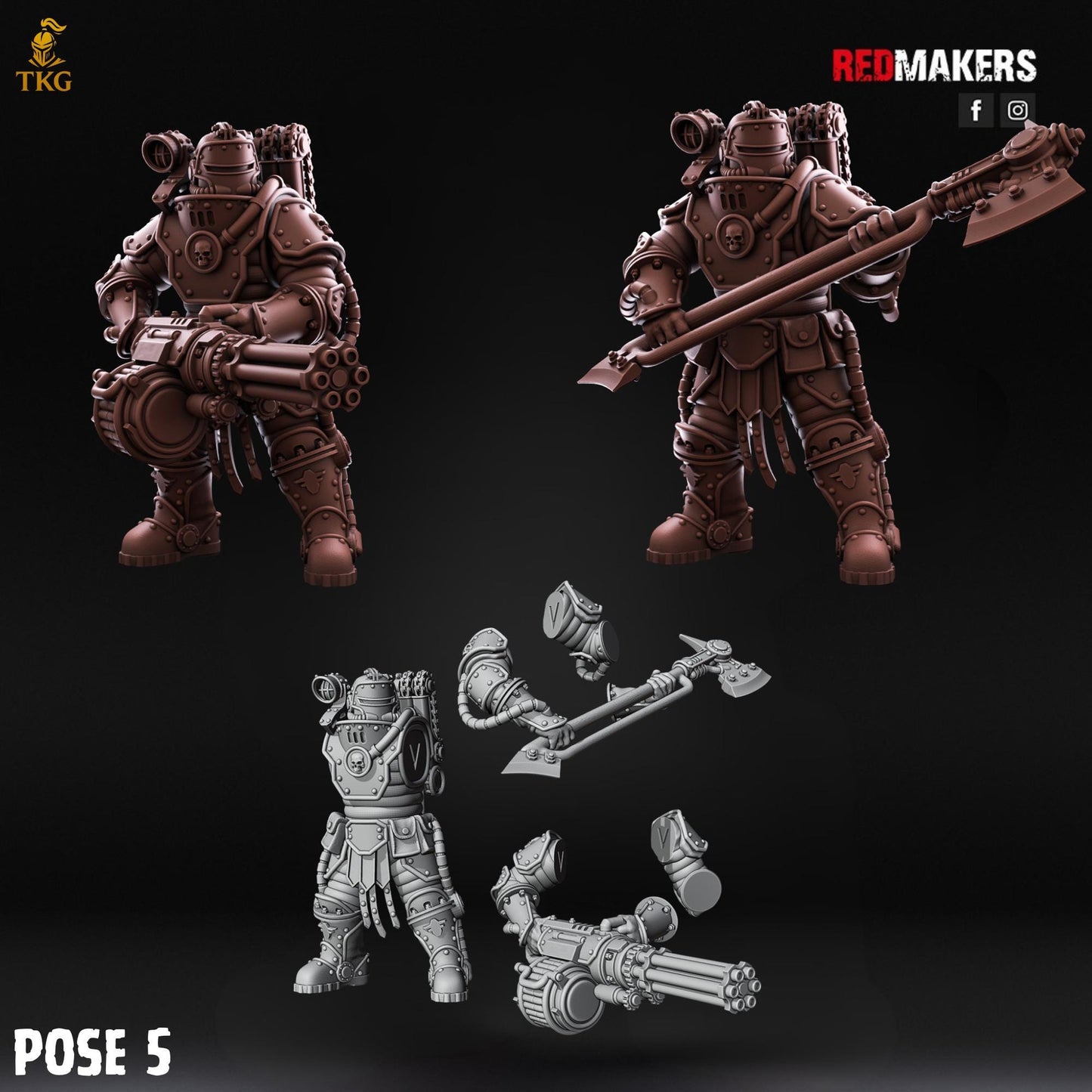 Solar Guard - Rotor Cannons and Axes Squad by Red Makers | 3D printed Tabletop Miniatures