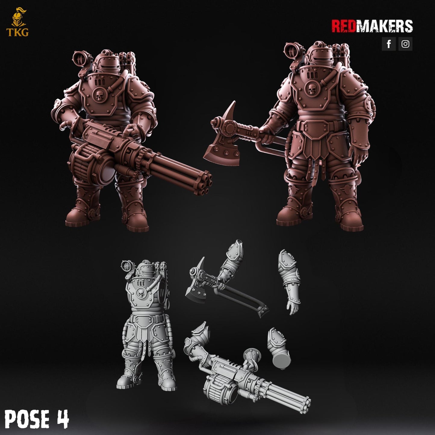 Solar Guard - Rotor Cannons and Axes Squad by Red Makers | 3D printed Tabletop Miniatures