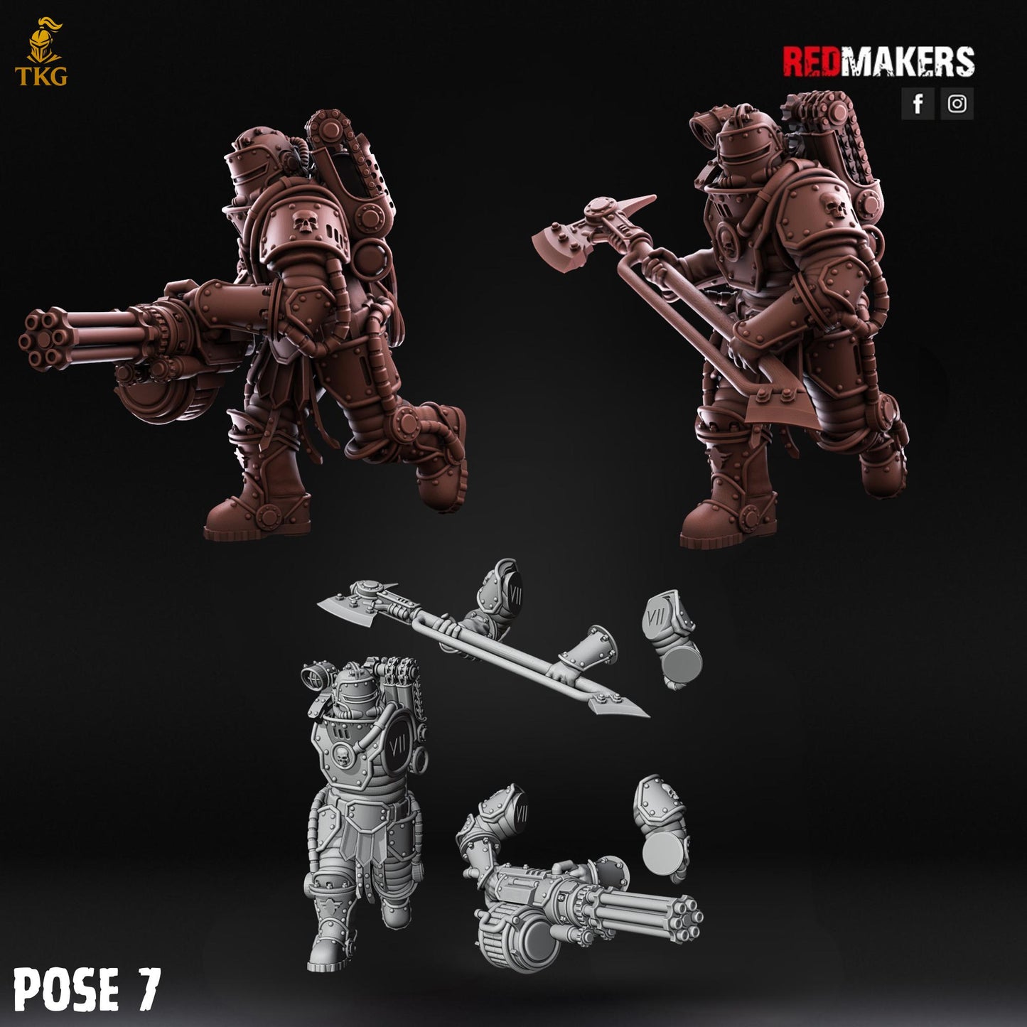 Solar Guard - Rotor Cannons and Axes Squad by Red Makers | 3D printed Tabletop Miniatures