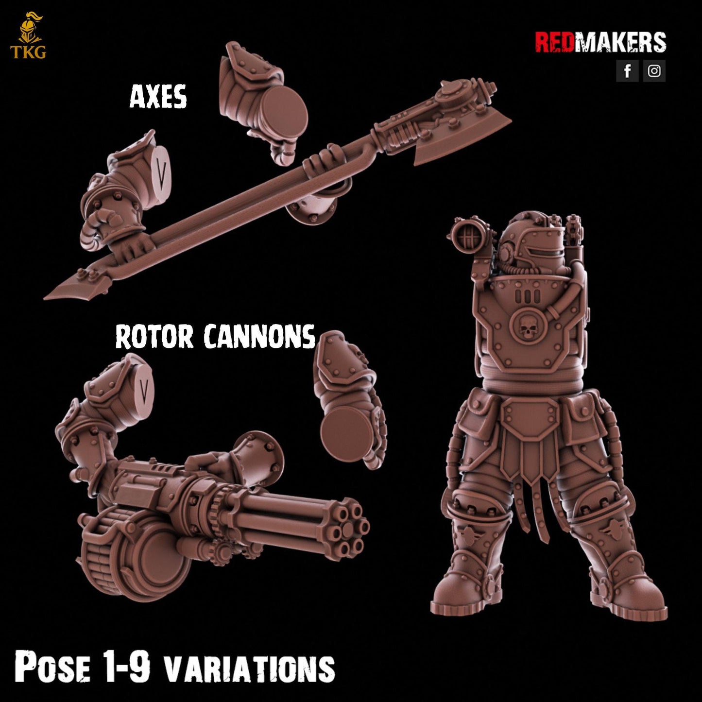 Solar Guard - Rotor Cannons and Axes Squad by Red Makers | 3D printed Tabletop Miniatures