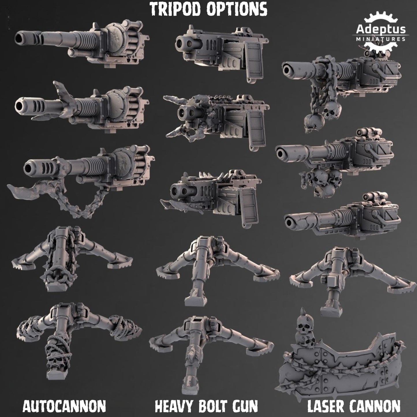 Renegade Heavy Weapons by Adeptus Miniatures | Standalone Weapon Emplacements | 3D printed Tabletop Miniatures