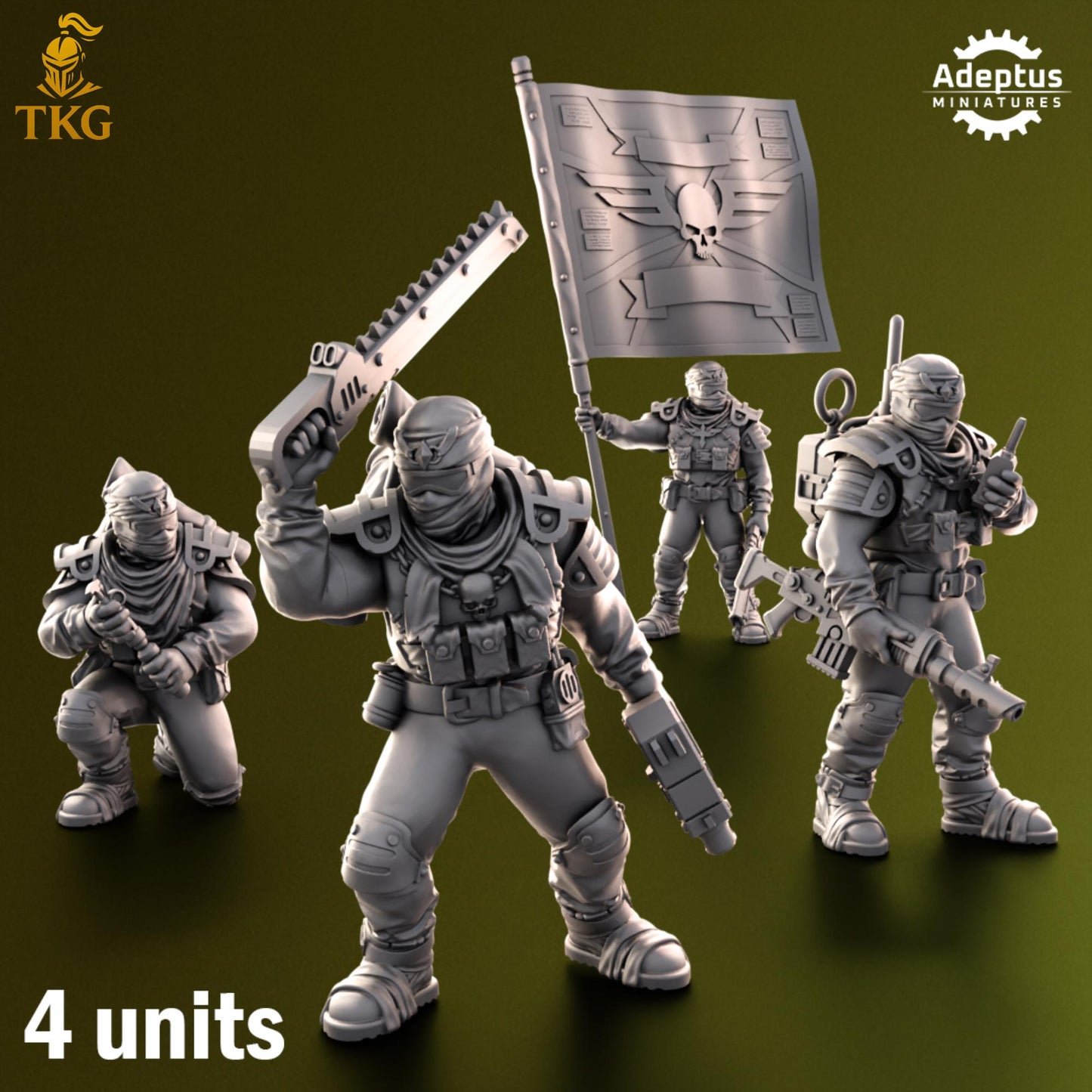 Red Dune Regiment Command Squad by Adeptus Miniatures | 3D printed Tabletop Miniatures