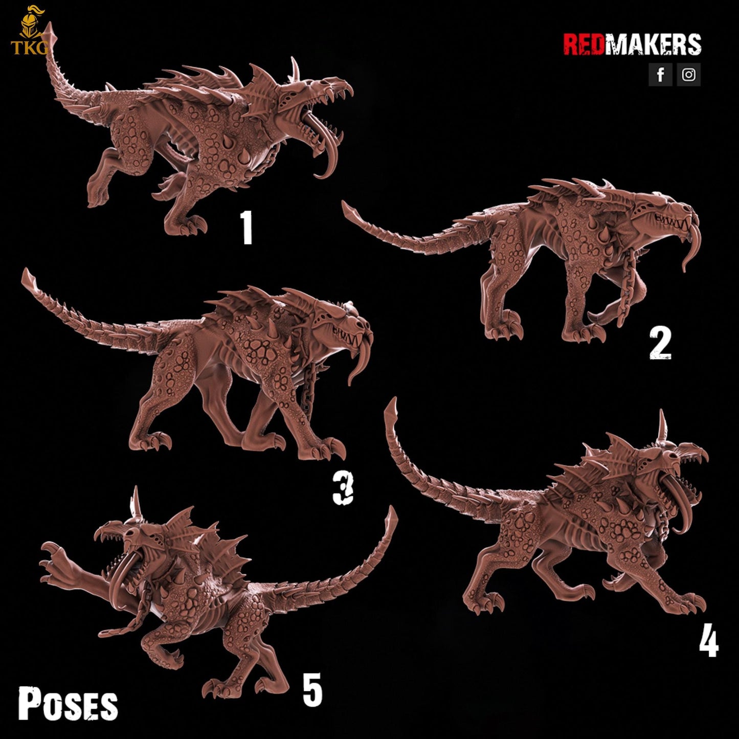 Hell Hounds Demons by RedMakers | 3D Printed Tabletop Miniatures