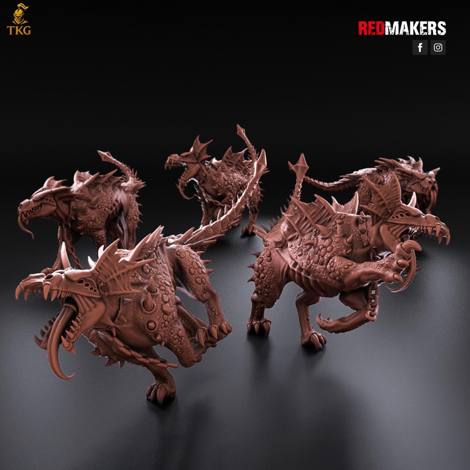 Hell Hounds Demons by RedMakers | 3D Printed Tabletop Miniatures