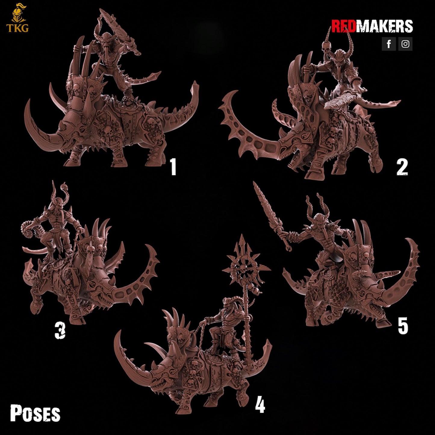 Bloodthirsty Rider Demons by RedMakers | 3D Printed Tabletop Miniatures