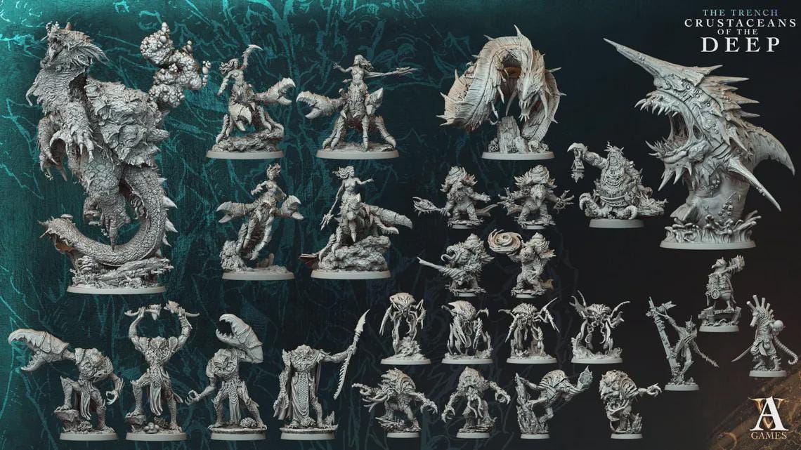 The Trench - Crustaceans of the Deep by ArchvillainGames | 3D Printed Miniatures