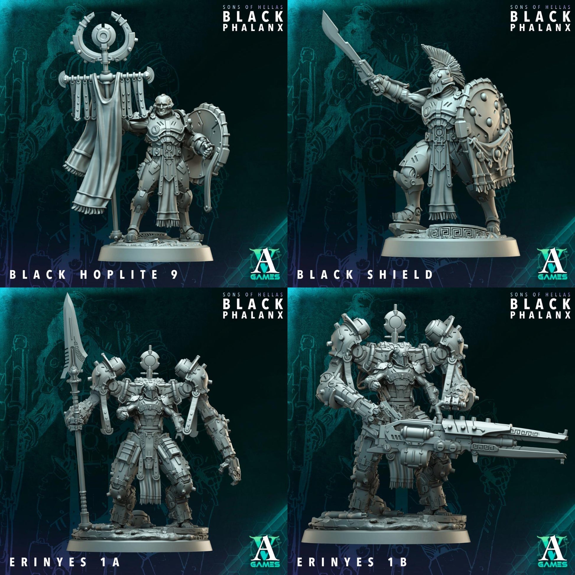 Black Phalanx - Sons of Hellas by ArchvillainGames | 3D Printed Miniatures