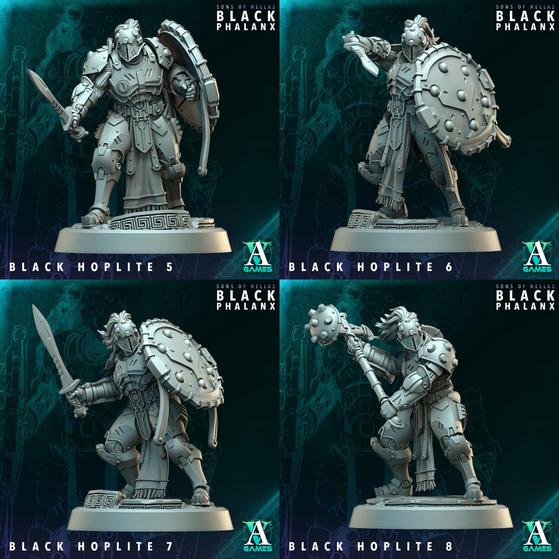 Black Phalanx - Sons of Hellas by ArchvillainGames | 3D Printed Miniatures