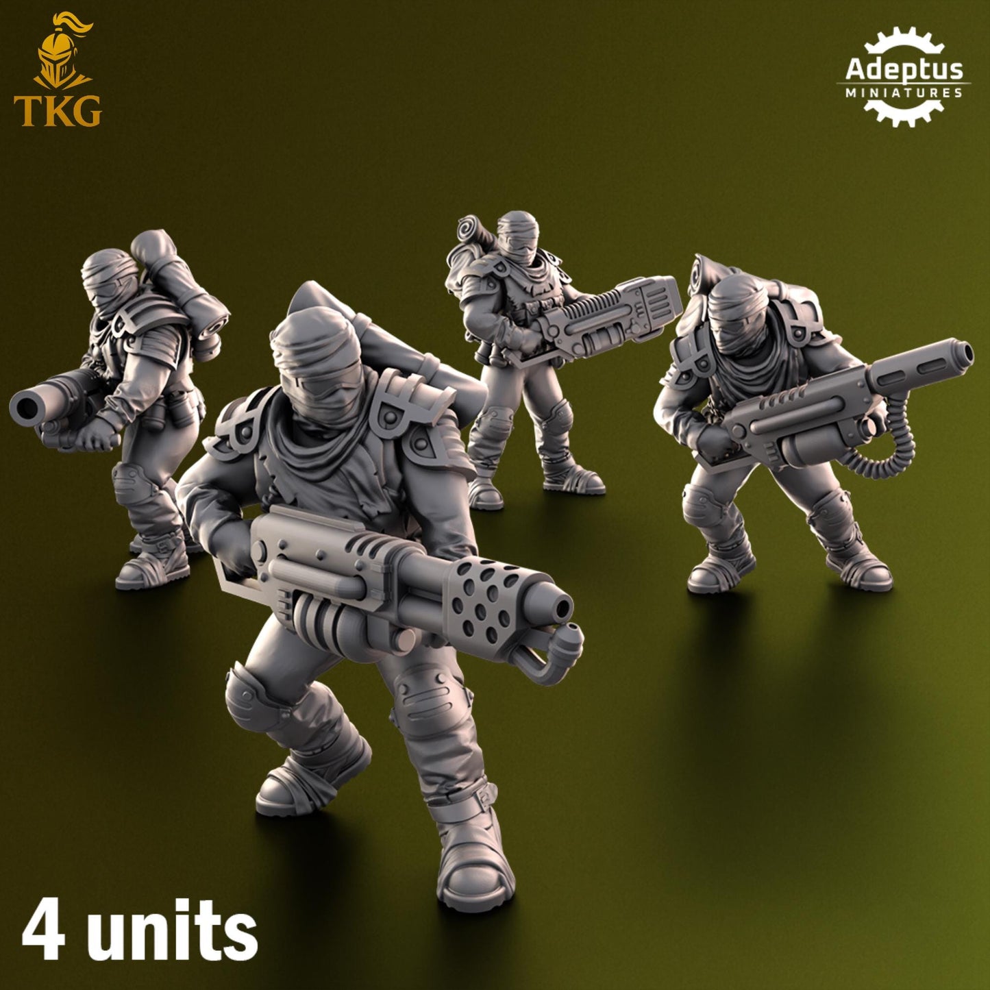 Red Dune Regiment Special Weapons Team by Adeptus Miniatures | 3D printed Tabletop Miniatures