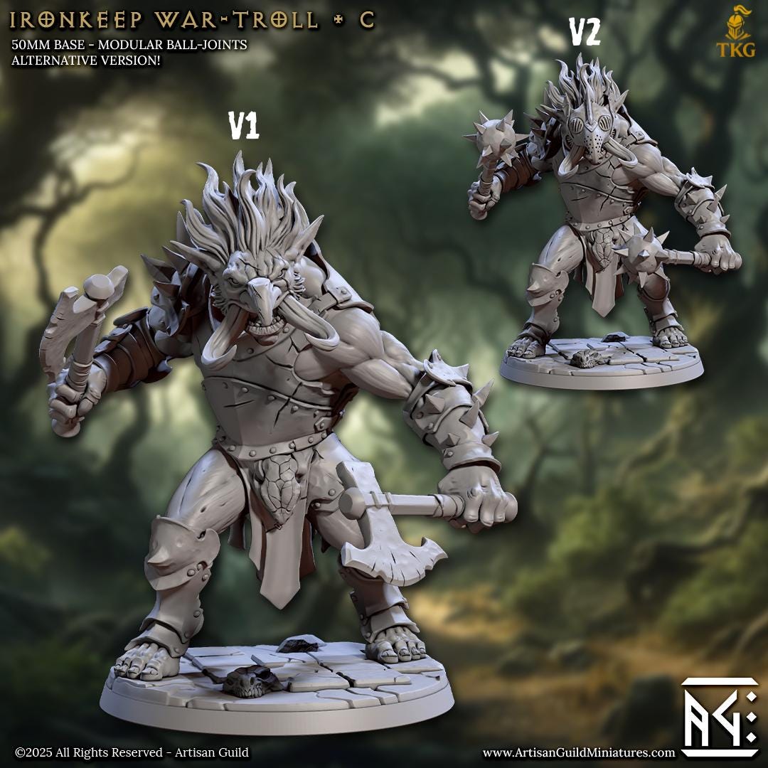 Ironkeep War Trolls by Artisan Guild | 3D Printed Miniatures | Fantasy Models