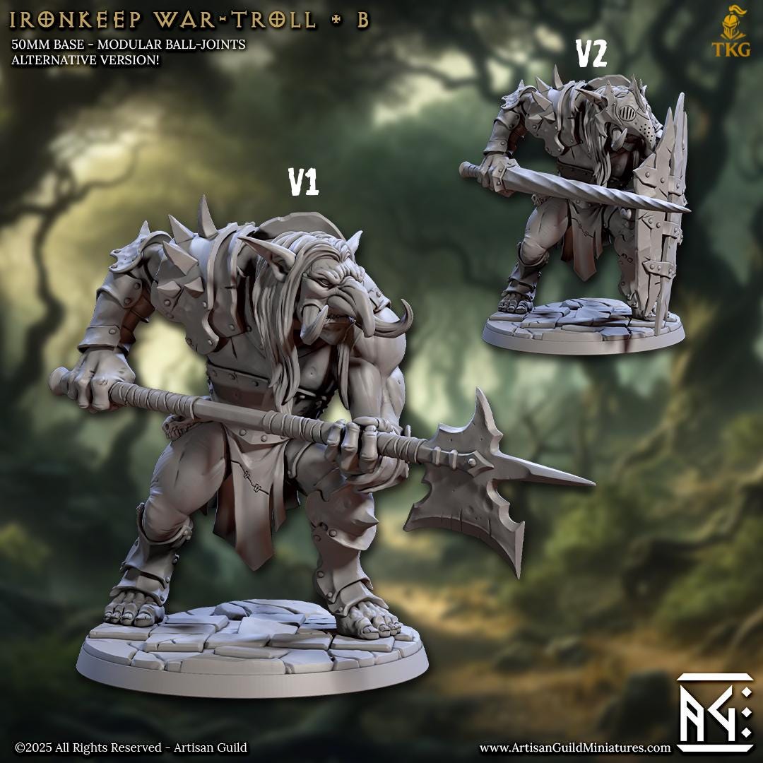 Ironkeep War Trolls by Artisan Guild | 3D Printed Miniatures | Fantasy Models