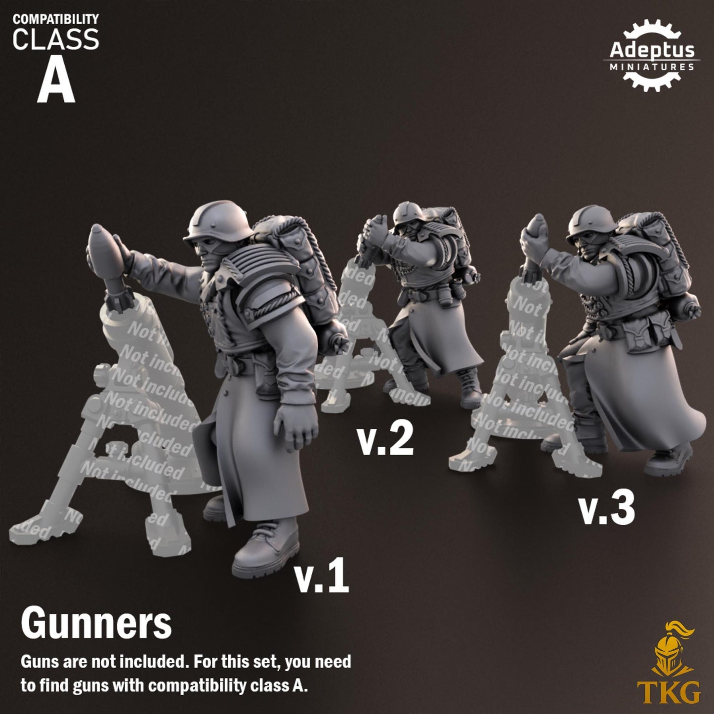 Nightcloak Regiment Heavy Weapons Operators by Adeptus Miniatures | 3D printed Tabletop Miniatures