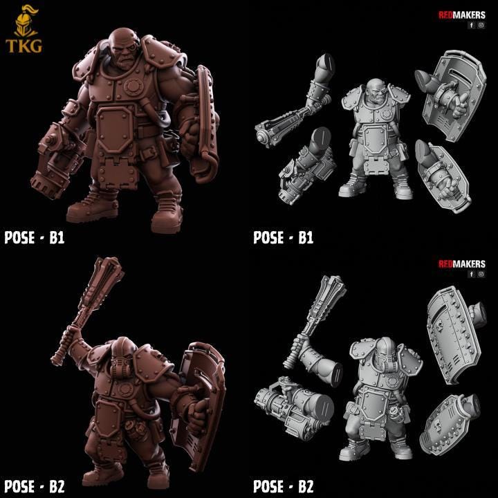 Abhuman Giants by RedMakers | 3D printed Tabletop Miniatures | Ogryn/Bullgryn Proxies