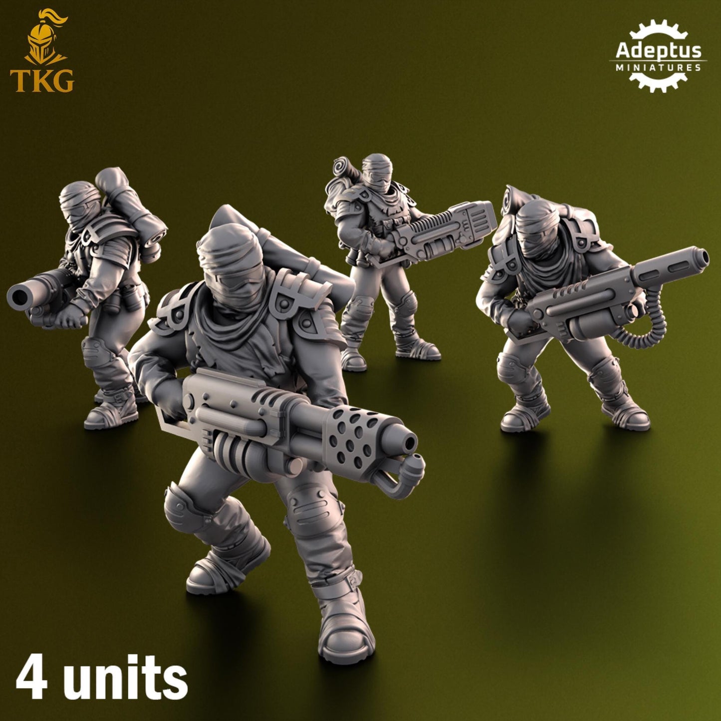 Red Dune Regiment Special Weapons Team by Adeptus Miniatures | 3D printed Tabletop Miniatures