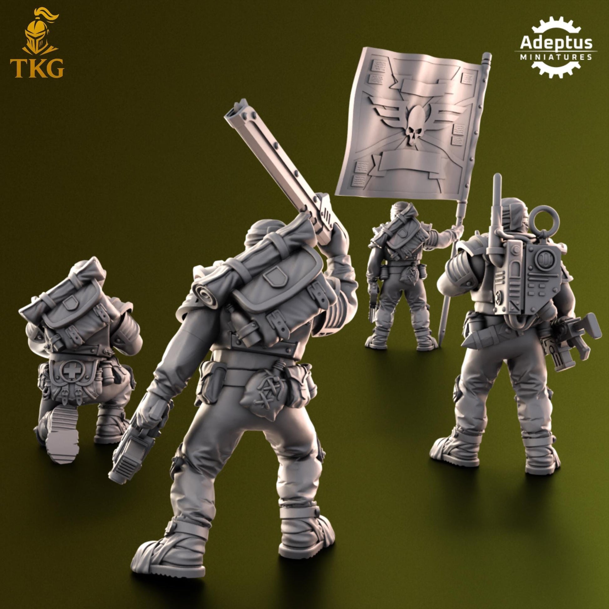Red Dune Regiment Command Squad by Adeptus Miniatures | 3D printed Tabletop Miniatures