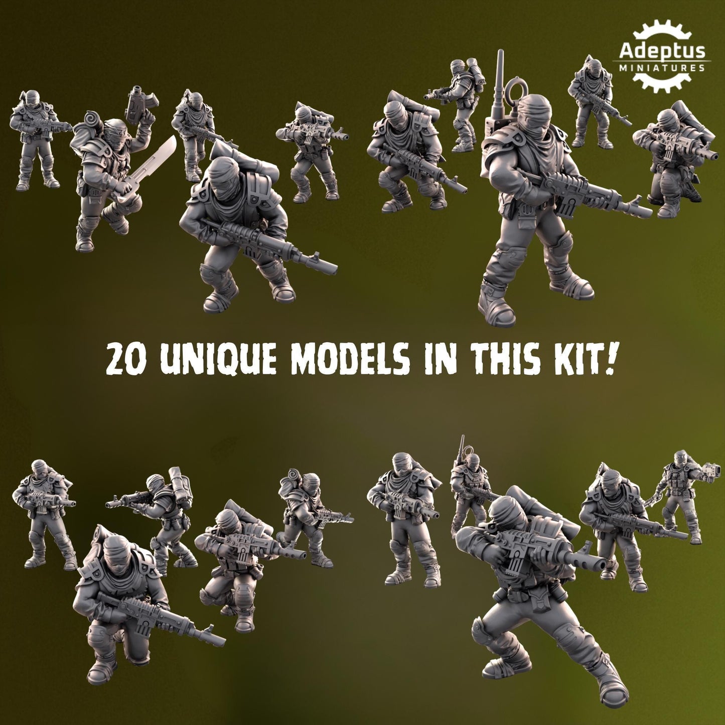 Red Dune Regiment Squad by Adeptus Miniatures | 3D printed Tabletop Miniatures