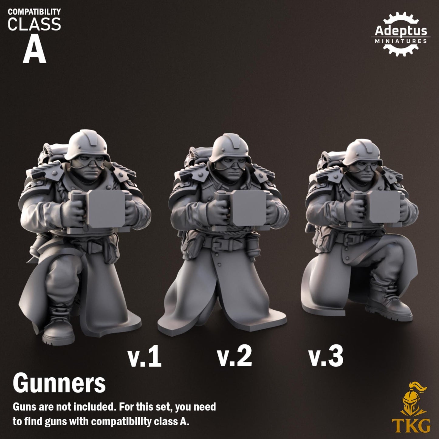 Nightcloak Regiment Heavy Weapons Operators by Adeptus Miniatures | 3D printed Tabletop Miniatures