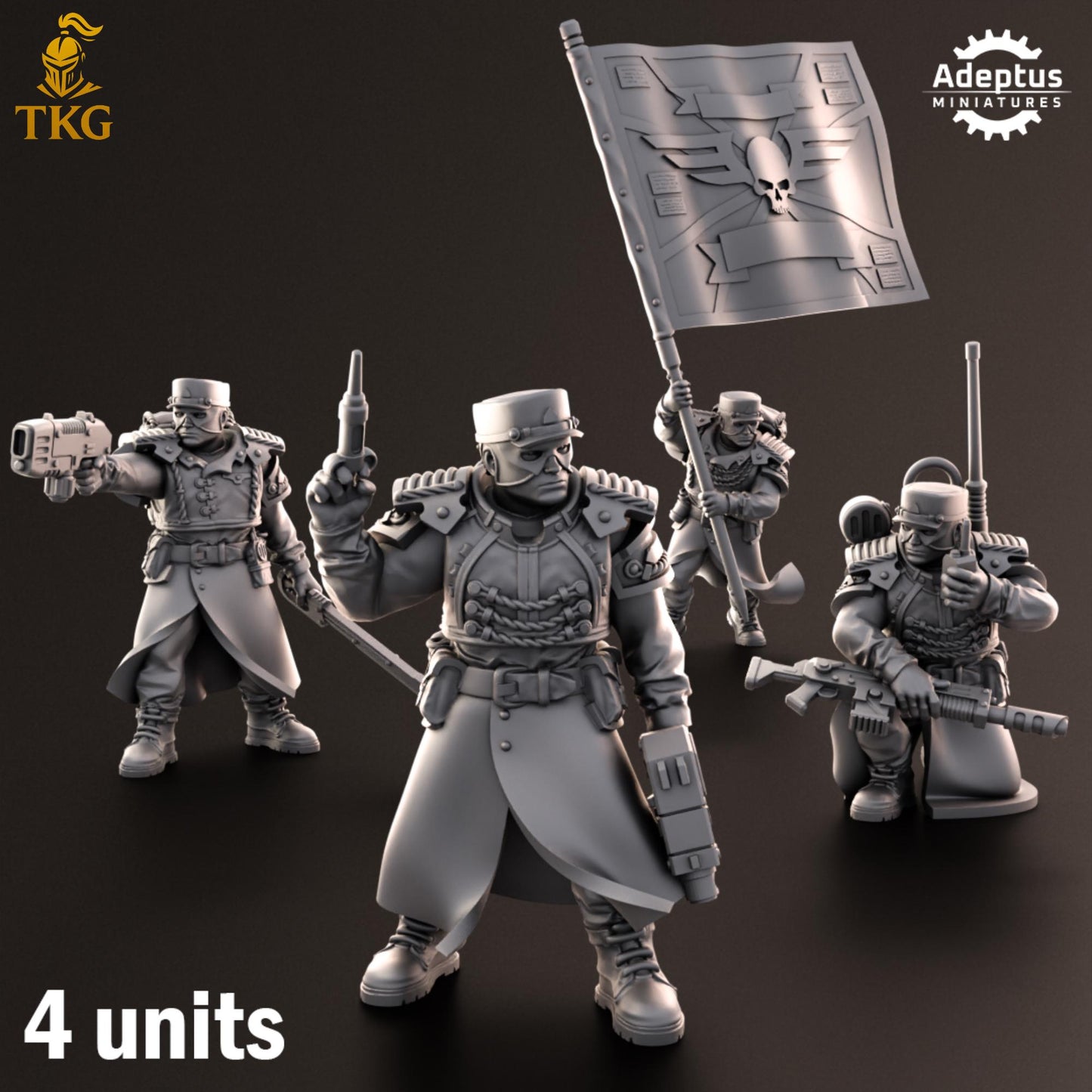 Nightcloak Regiment Command Squad by Adeptus Miniatures | 3D printed Tabletop Miniatures