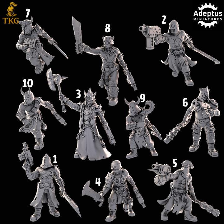 Cultists of the Silent Pyre Kill Squad by Adeptus Miniature | 3D printed Tabletop Miniatures
