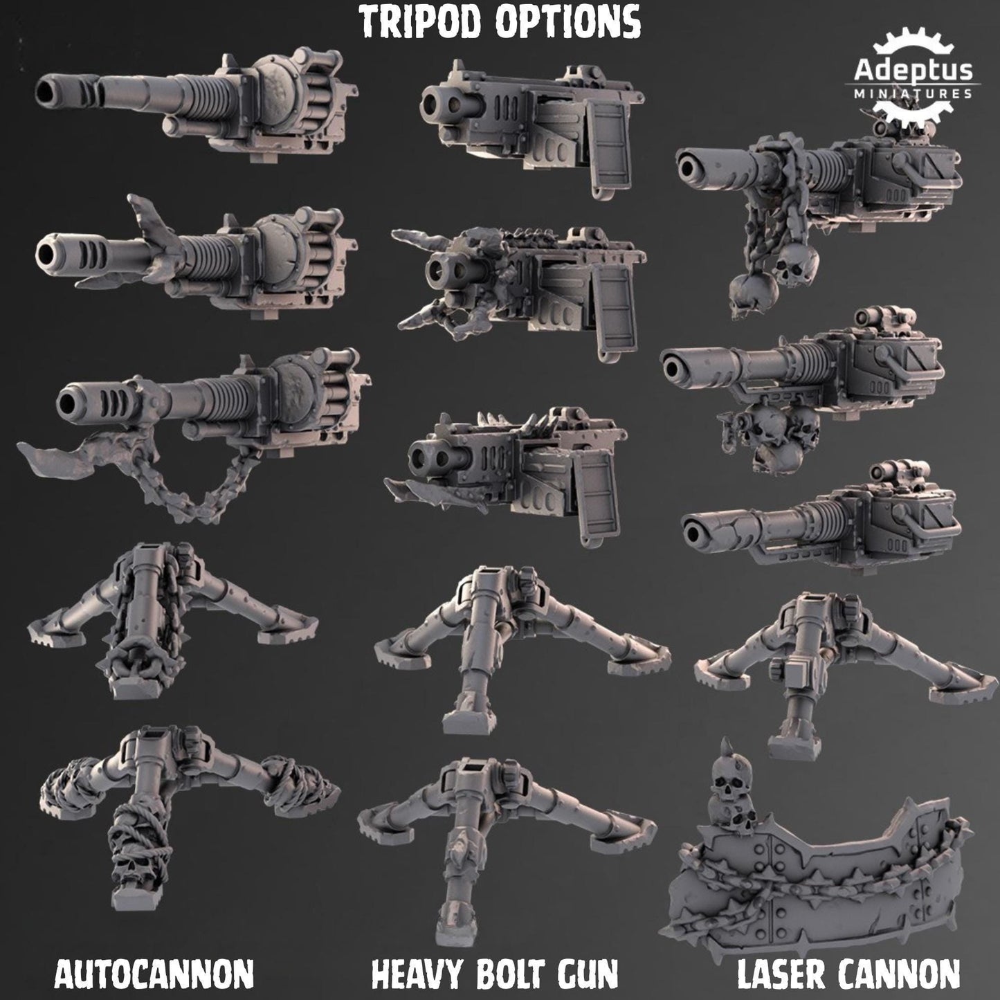 Renegade Heavy Weapons by Adeptus Miniatures | Standalone Weapon Emplacements | 3D printed Tabletop Miniatures