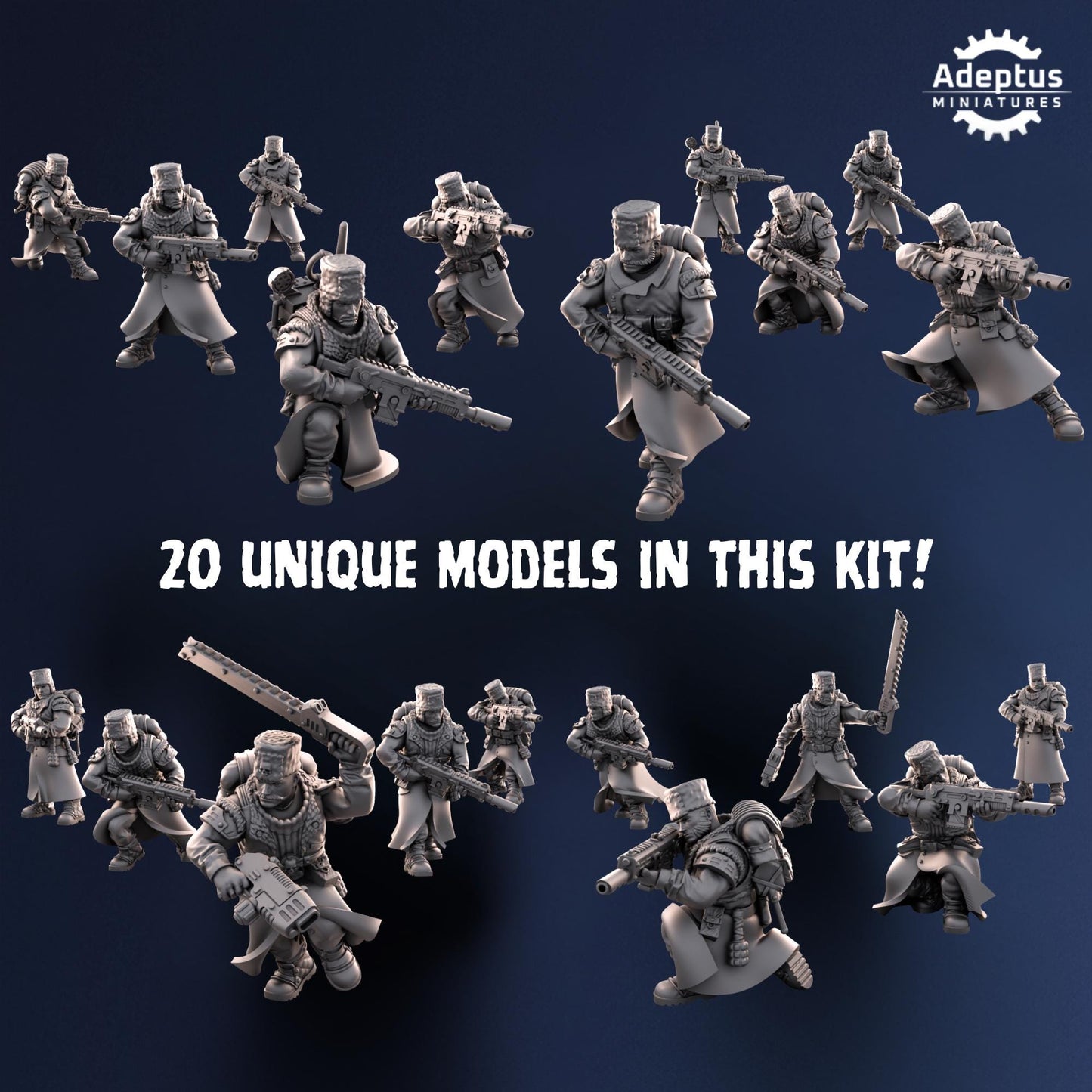 Coldreach Regiment Squad by Adeptus Miniatures | 3D printed Tabletop Miniatures