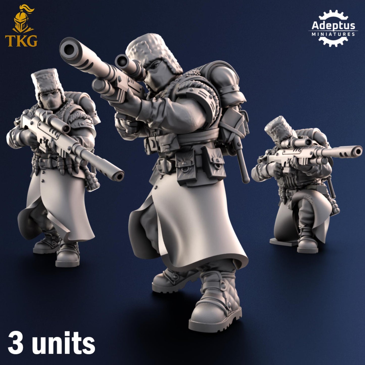 Coldreach Regiment Snipers by Adeptus Miniatures | 3D printed Tabletop Miniatures