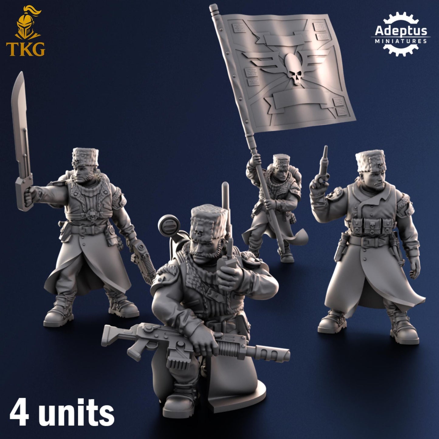 Coldreach Regiment Command Squad by Adeptus Miniatures | 3D printed Tabletop Miniatures