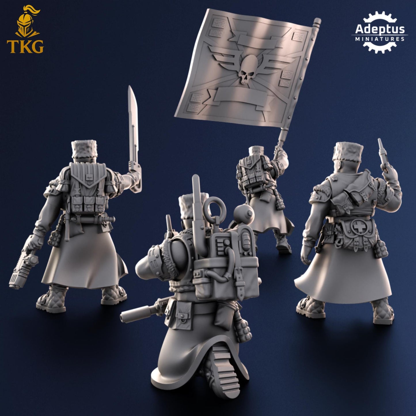 Coldreach Regiment Command Squad by Adeptus Miniatures | 3D printed Tabletop Miniatures