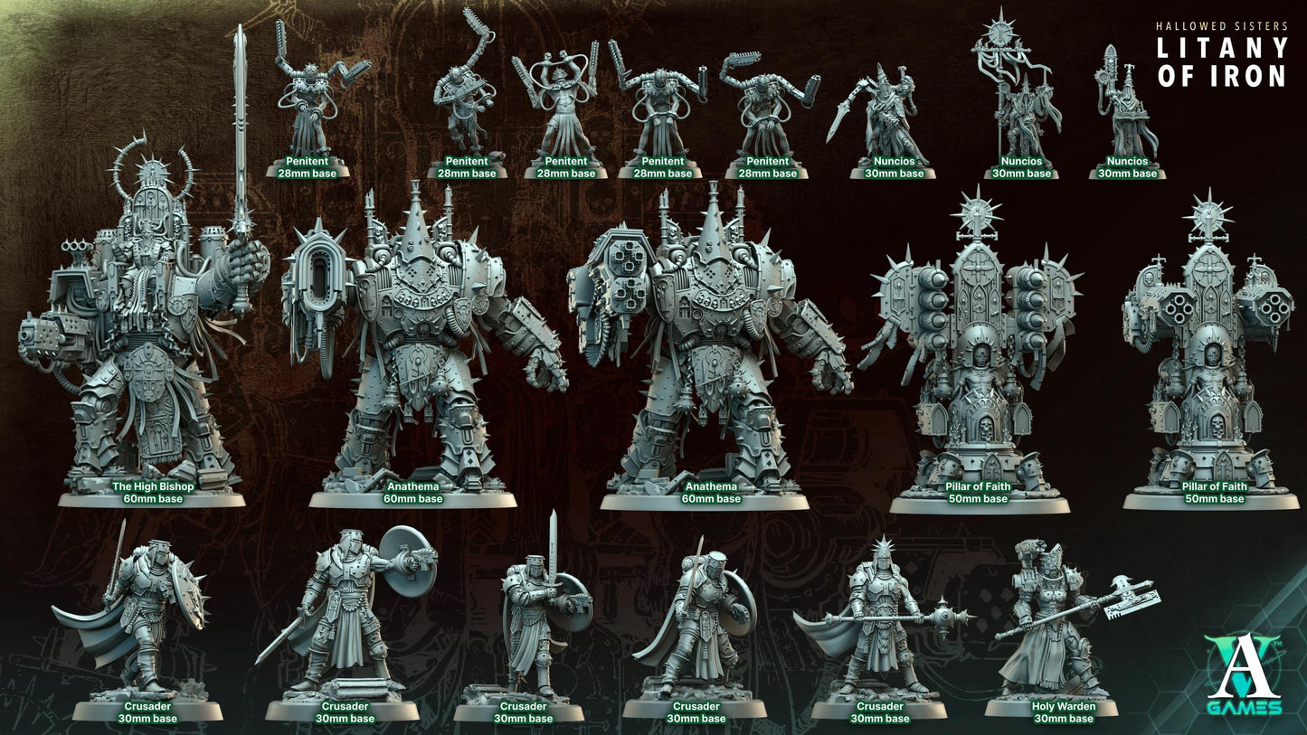 Hallowed Sisters - Litany of Iron by Archvillain Games | 3D Printed Miniatures