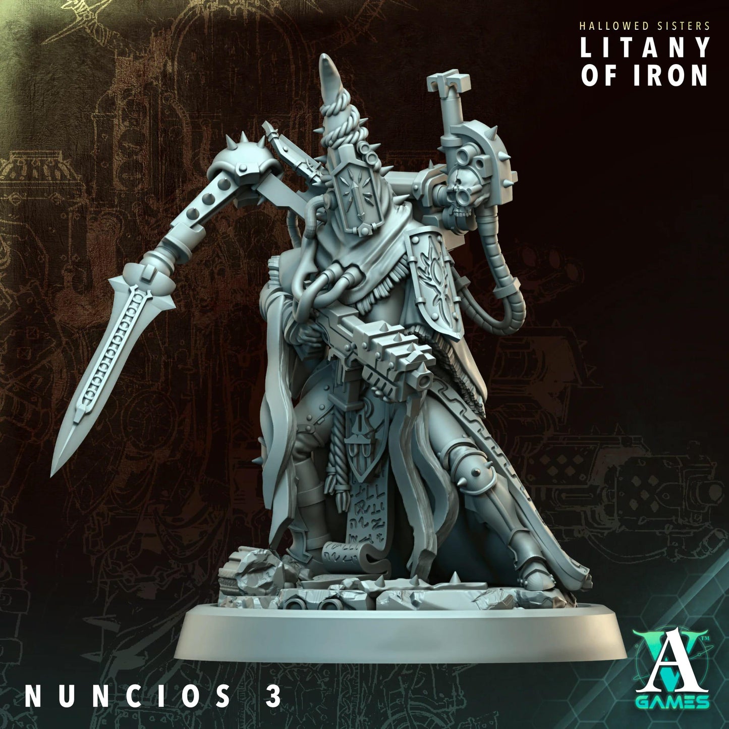Hallowed Sisters - Litany of Iron by Archvillain Games | 3D Printed Miniatures