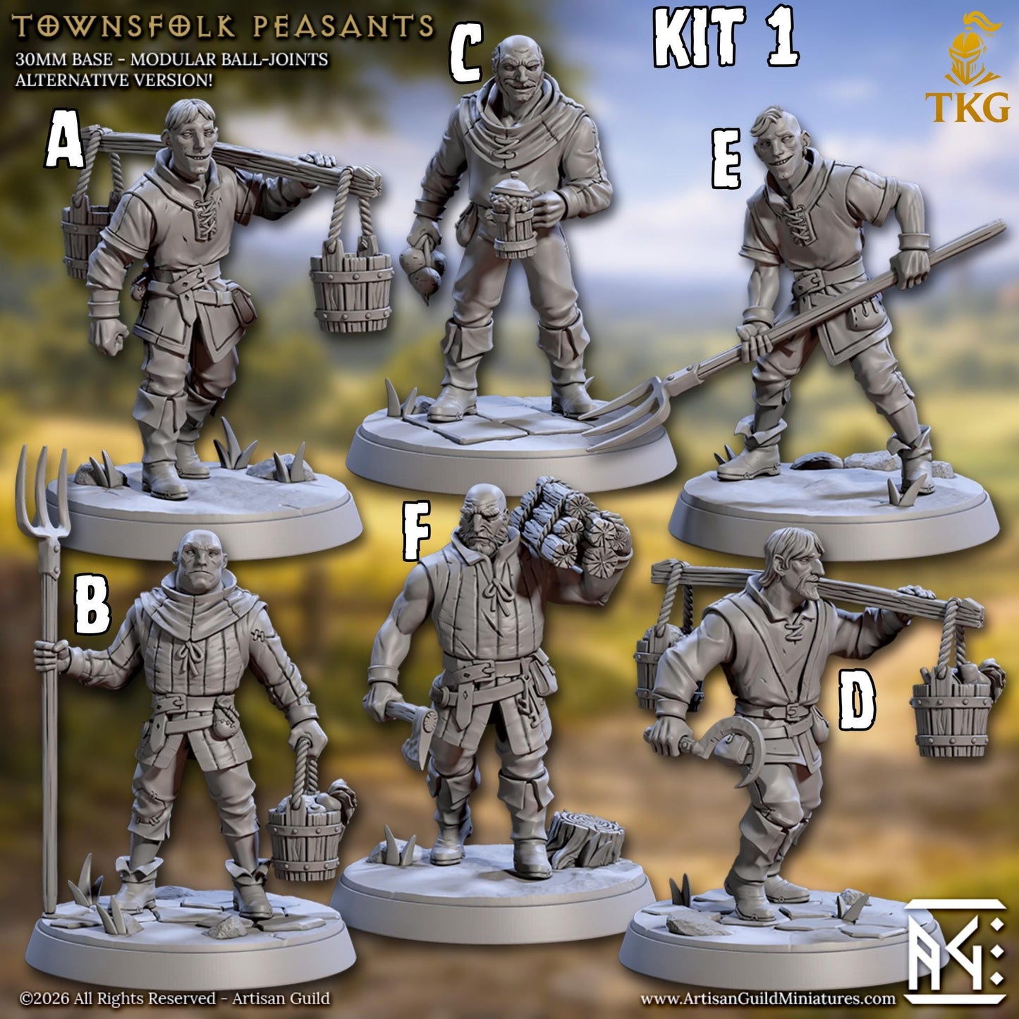 Villagers and Townsfolk by Artisan Guild | 3D Printed Miniatures | Fantasy Models