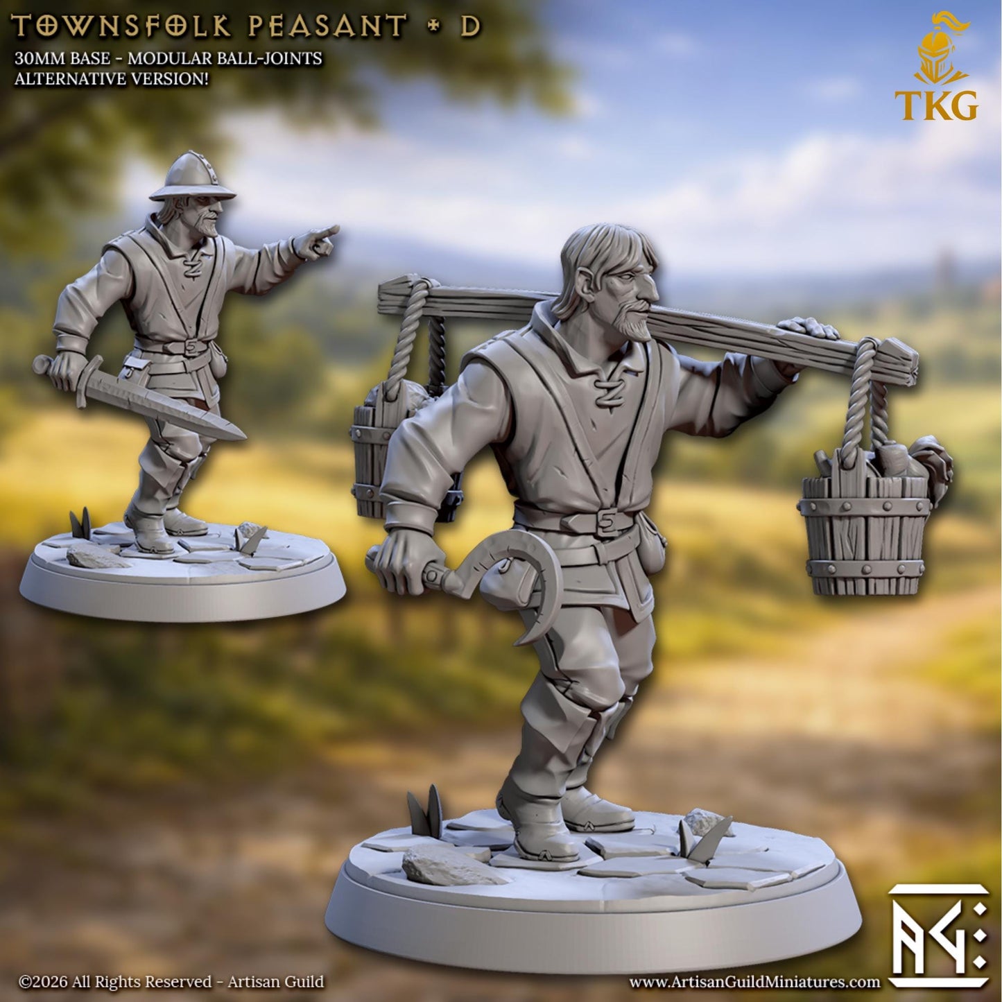 Villagers and Townsfolk by Artisan Guild | 3D Printed Miniatures | Fantasy Models