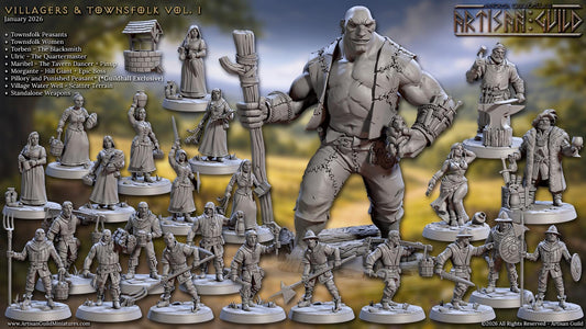 Villagers and Townsfolk by Artisan Guild | 3D Printed Miniatures | Fantasy Models