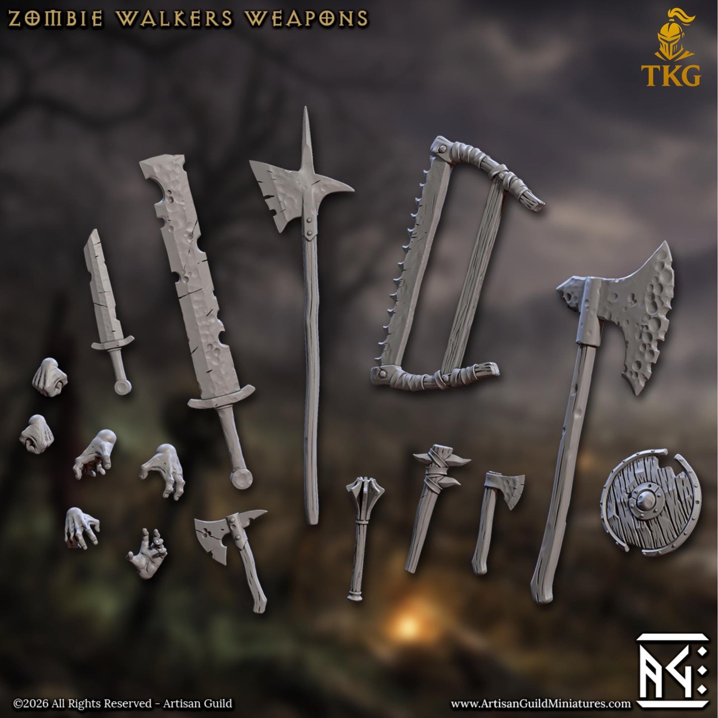 March of the Zombie Walkers by Artisan Guild | 3D Printed Miniatures | Fantasy Models